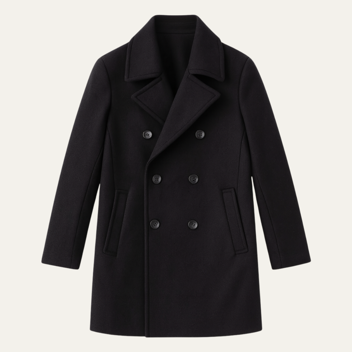 Ciepły Zimowy Dwurzędowy Wełniany Płaszcz Męski Buckingham