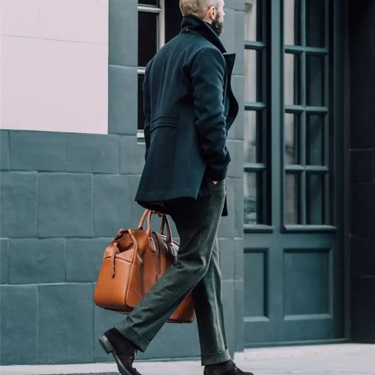 Ciepły Zimowy Dwurzędowy Wełniany Płaszcz Męski Buckingham