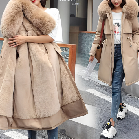 Damski ocieplany płaszcz zimowy | Ciepły