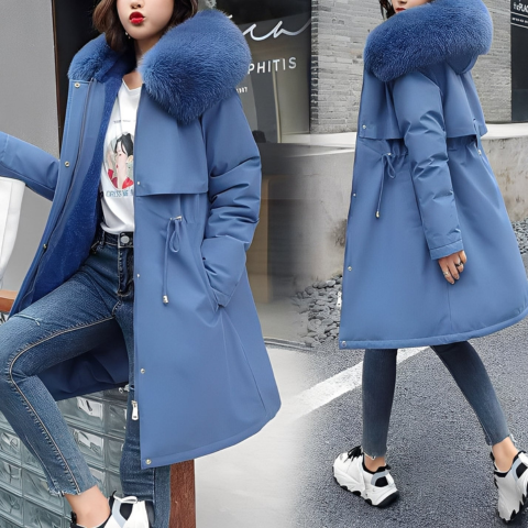 Damski ocieplany płaszcz zimowy | Ciepły