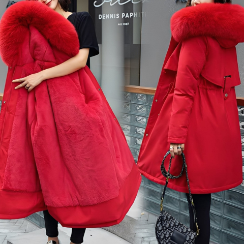 Damski ocieplany płaszcz zimowy | Ciepły