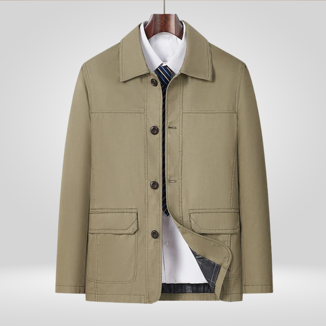 Męska Kurtka Przejściowa | Luźny Krój z Zapięciem na Guziki