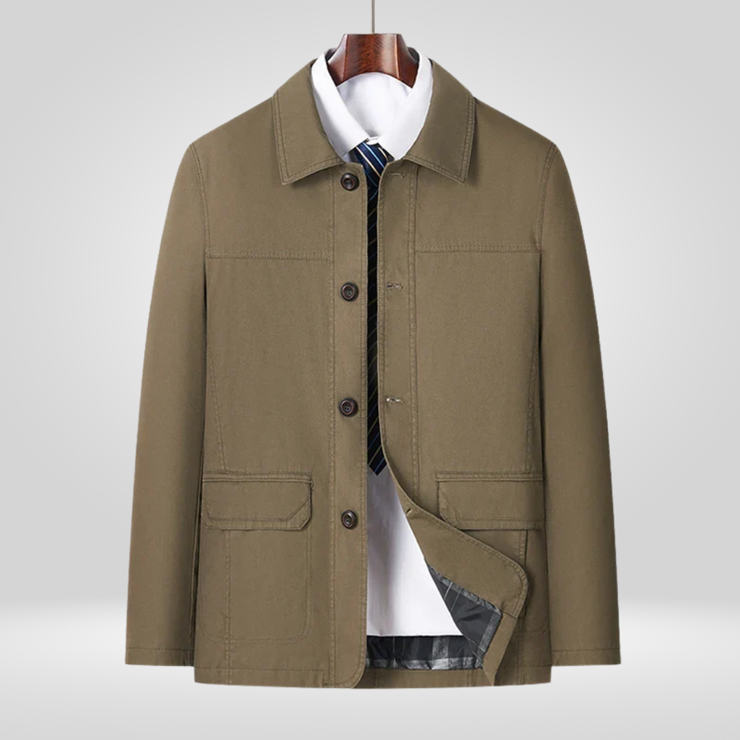 Męska Kurtka Przejściowa | Luźny Krój z Zapięciem na Guziki