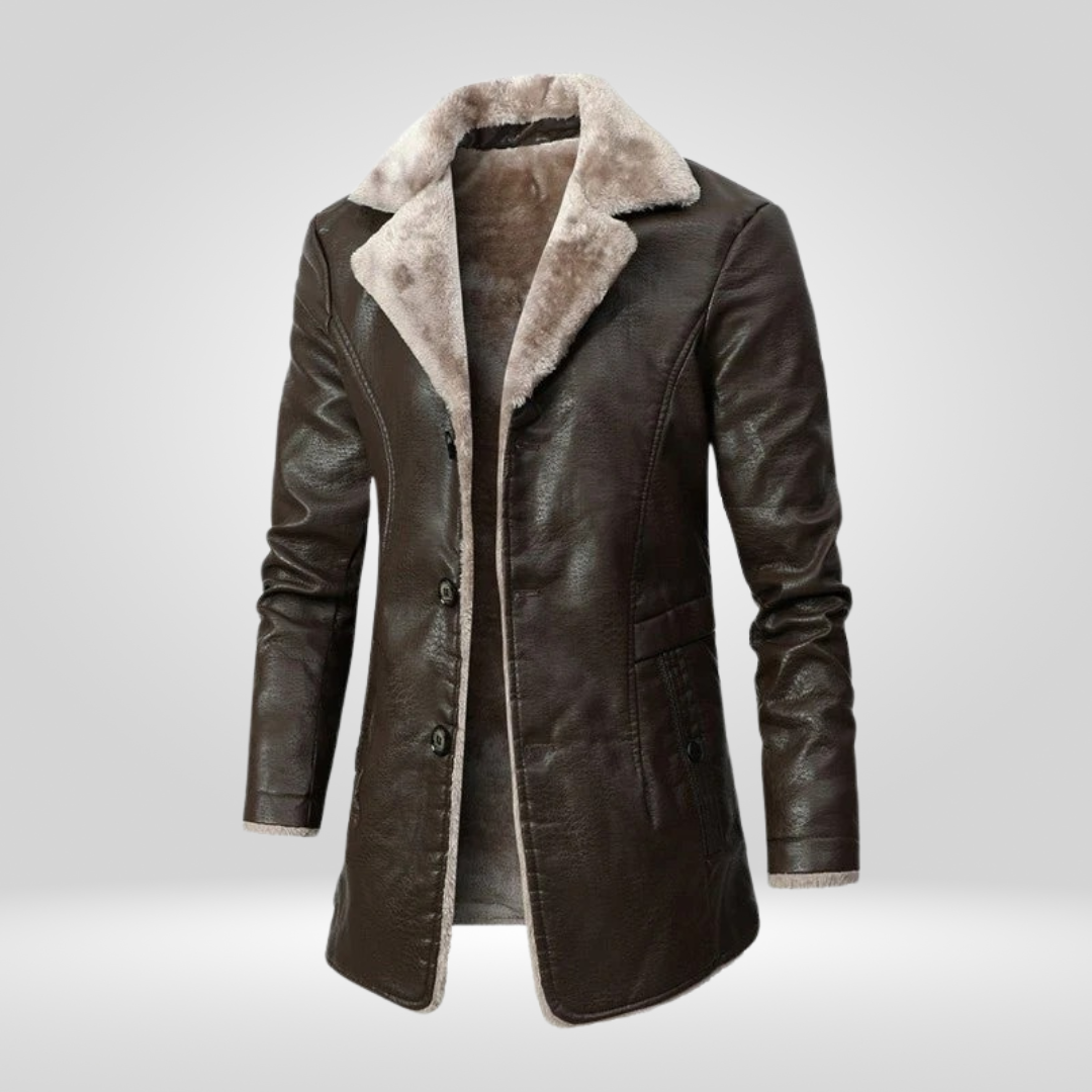 Męski Płaszcz Zimowy Ocieplany z Zamkiem i Kieszeniami