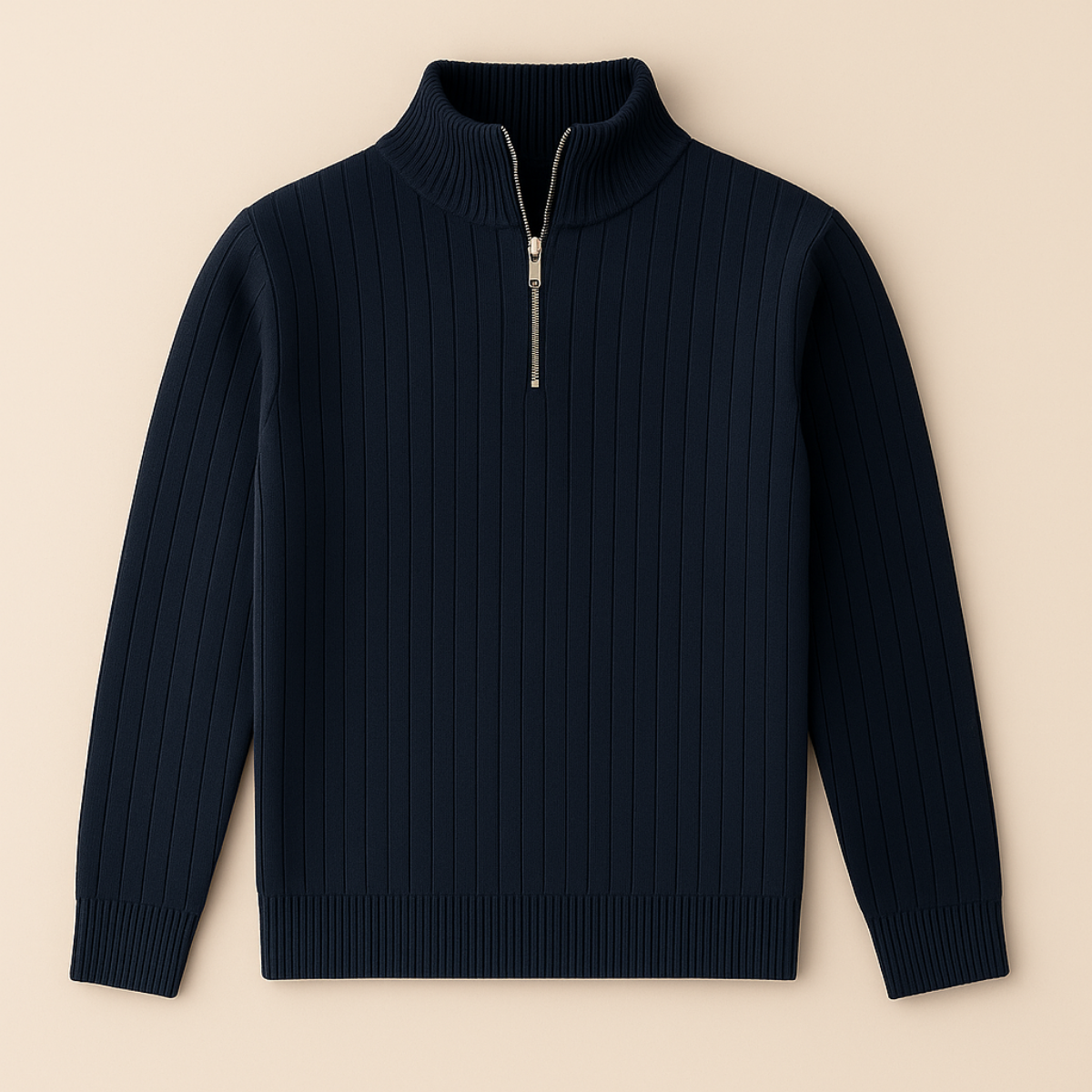 Sweter Męski Ashford Ribbed Half Zip | Klasyczny Półgolf z Zamkiem