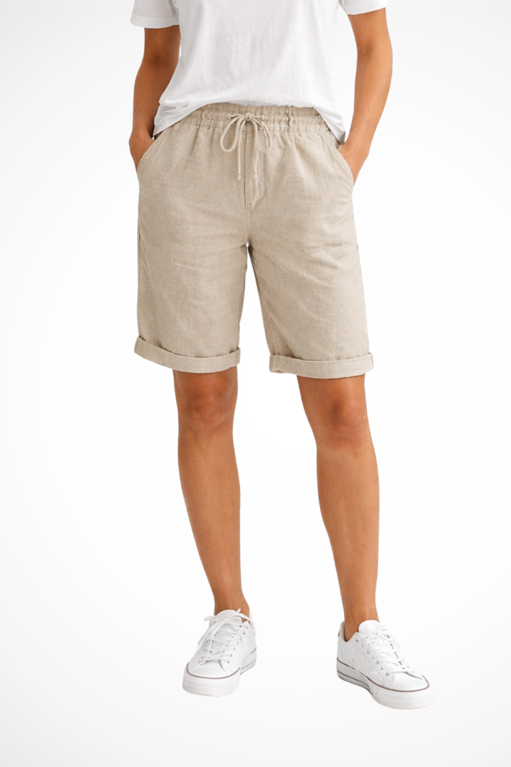Damskie Lniane Spodnie Capri Relaxed Fit Na Co Dzień