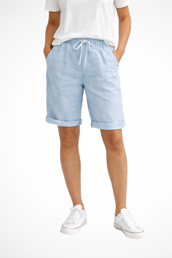 Damskie Lniane Spodnie Capri Relaxed Fit Na Co Dzień
