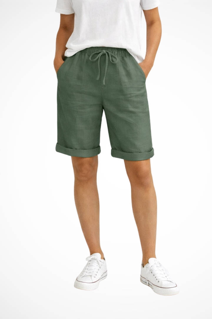 Damskie Lniane Spodnie Capri Relaxed Fit Na Co Dzień
