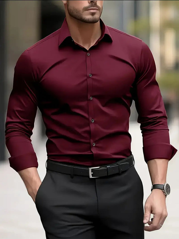 Klasyczna Męska Koszula Slim Fit z Długim Rękawem | Adrian