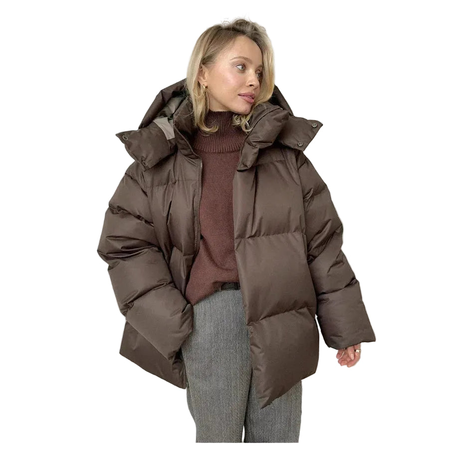 Damska Kurtka Zimowa | Pikowany Model z Kapturem na Chłodne Dni