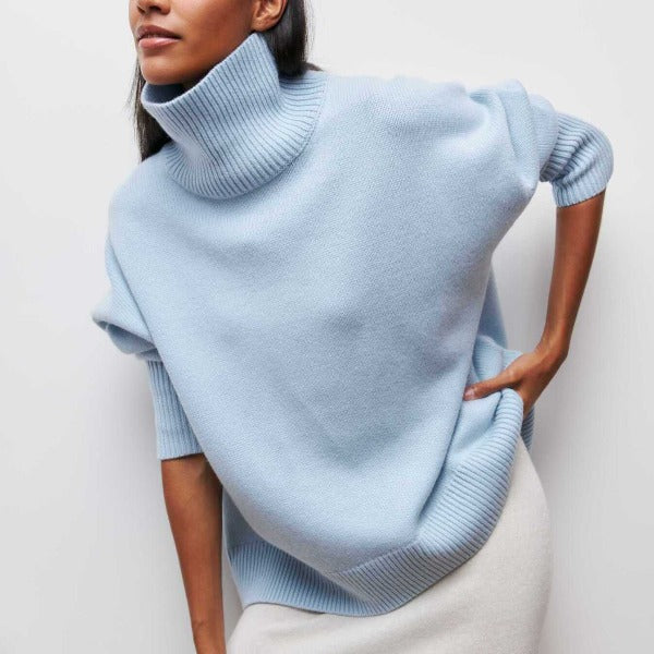 Damska bluza oversize z golfem | Luźny model z długim rękawem