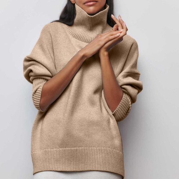 Damska bluza oversize z golfem | Luźny model z długim rękawem
