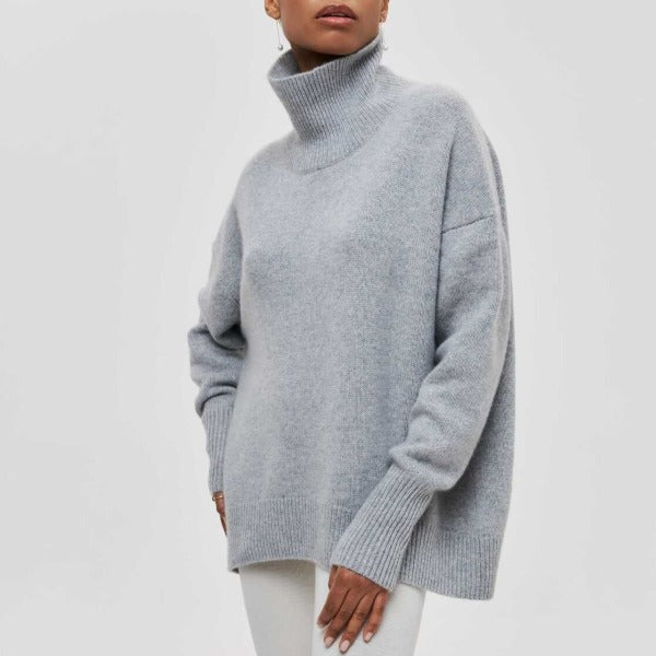 Damska bluza oversize z golfem | Luźny model z długim rękawem