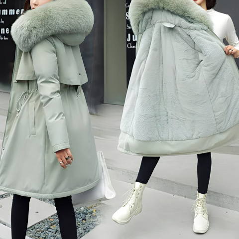 Damski ocieplany płaszcz zimowy | Ciepły