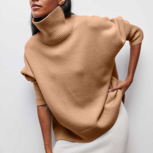 Damska bluza oversize z golfem | Luźny model z długim rękawem