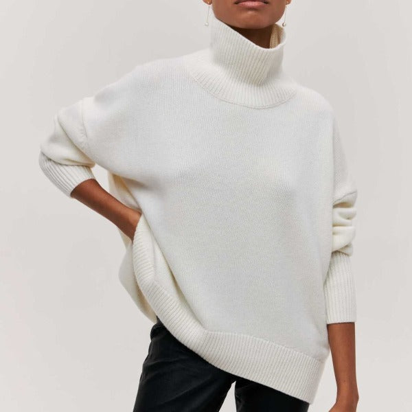 Damska bluza oversize z golfem | Luźny model z długim rękawem