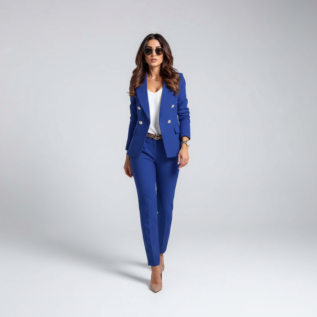 Damski Komplet Żakiet I Spodnie Slim Fit