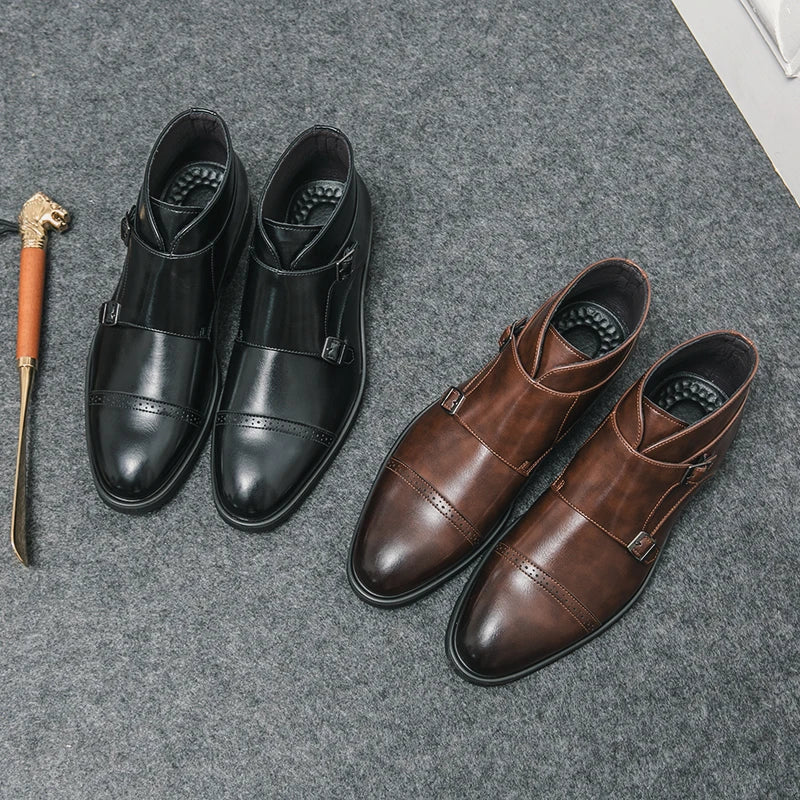 Męskie Botki | Zapięcie Na Podwójną Klamrę Formalne Obuwie
