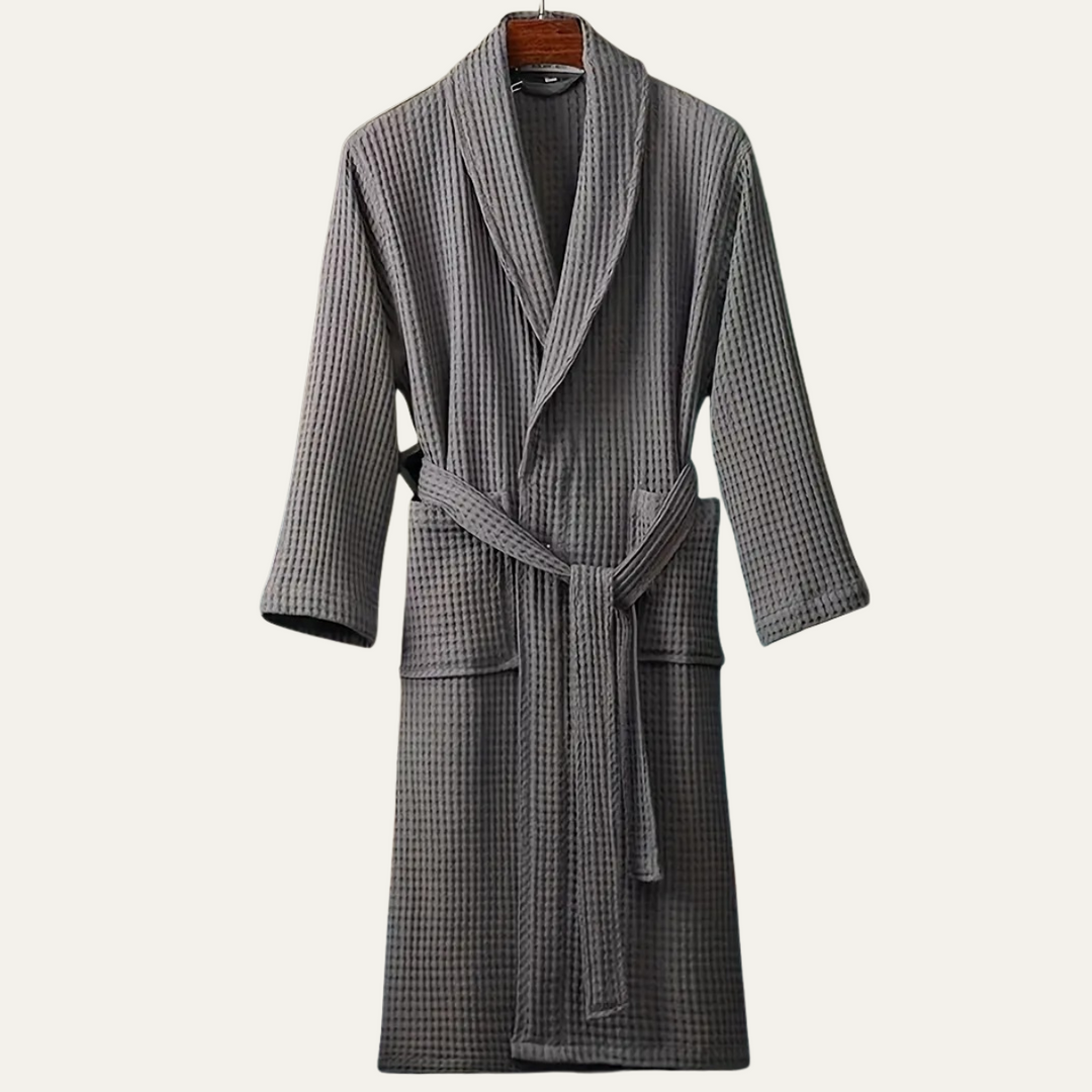 Szlafrok Męski Eastbourne Cotton Waffle | Lekki Szlafrok z Paskiem