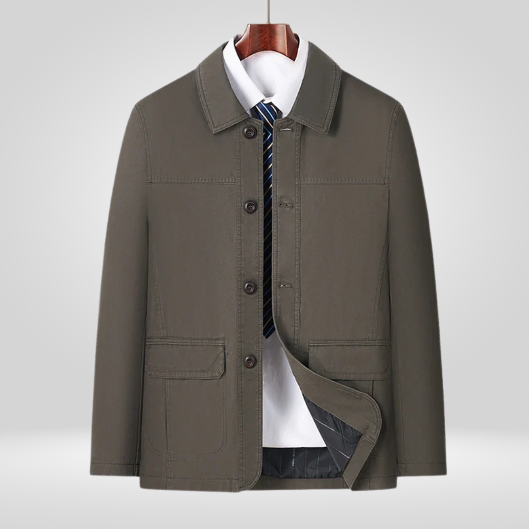 Męska Kurtka Przejściowa | Luźny Krój z Zapięciem na Guziki
