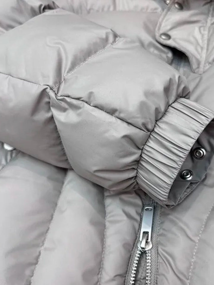 Męska kurtka parka puchowa | Długi fason z kapturem na zimę