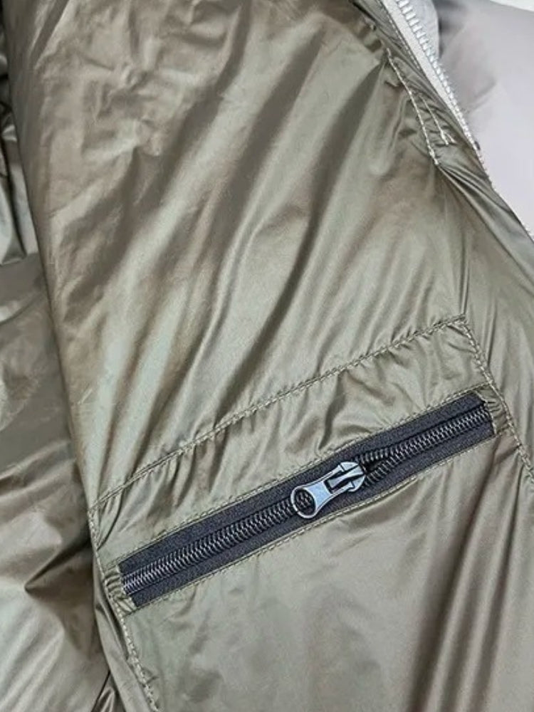 Męska kurtka parka puchowa | Długi fason z kapturem na zimę