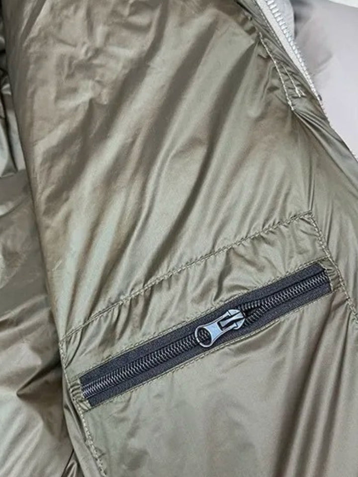 Męska kurtka parka puchowa | Długi fason z kapturem na zimę