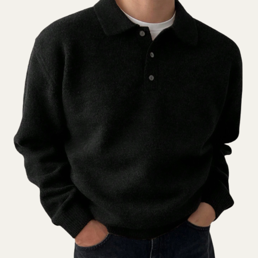 Modny Męski Sweter Polo Cedarfield | Miękka Dzianina z Domieszką Kaszmiru