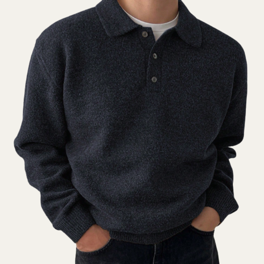 Modny Męski Sweter Polo Cedarfield | Miękka Dzianina z Domieszką Kaszmiru