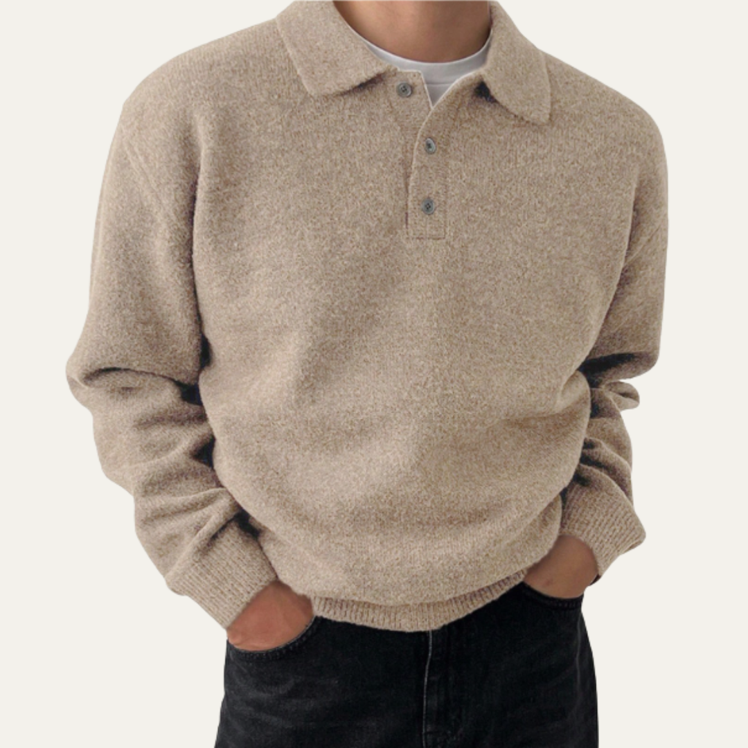 Modny Męski Sweter Polo Cedarfield | Miękka Dzianina z Domieszką Kaszmiru