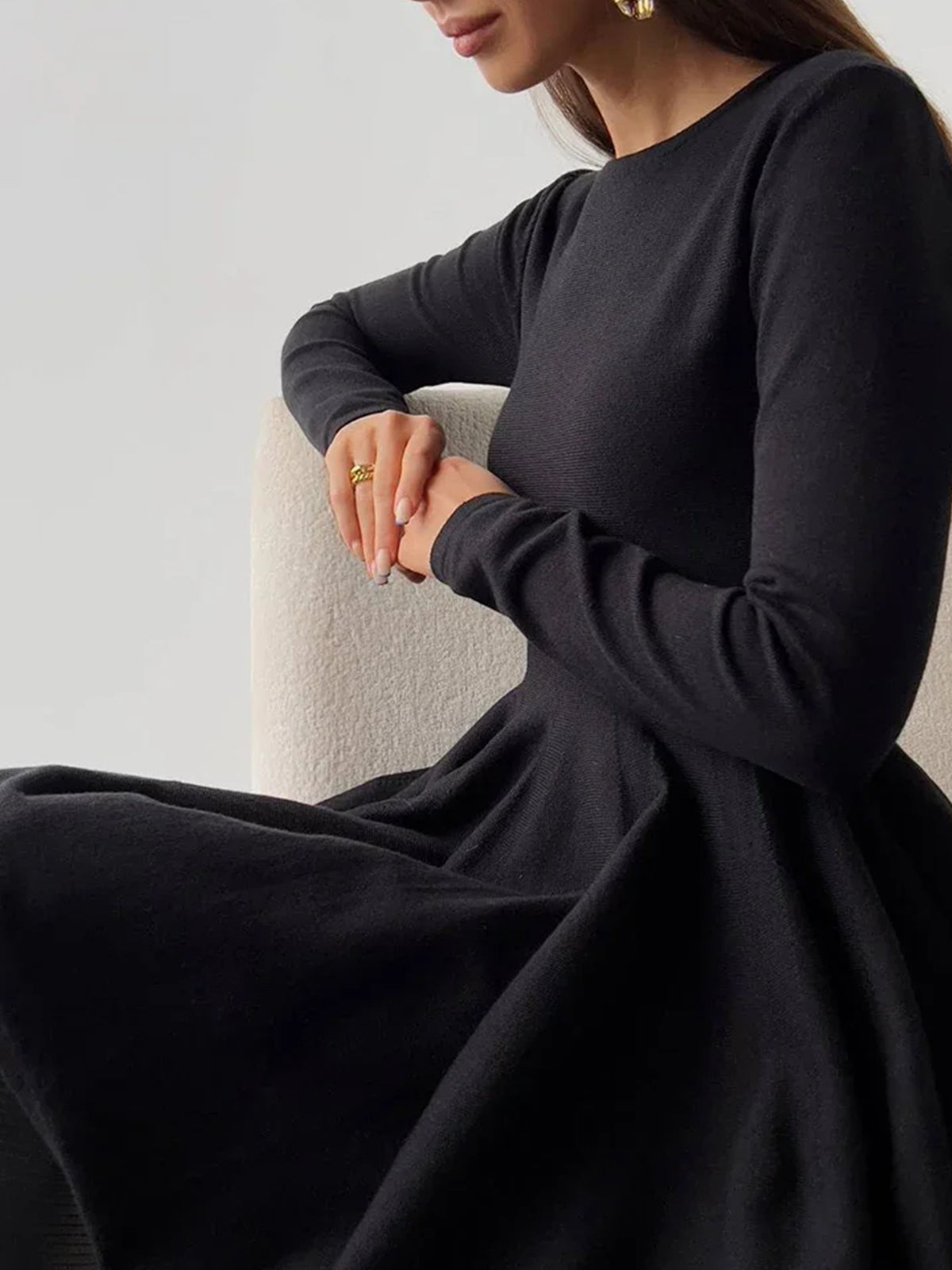 Sukienka damska linia A z długim rękawem