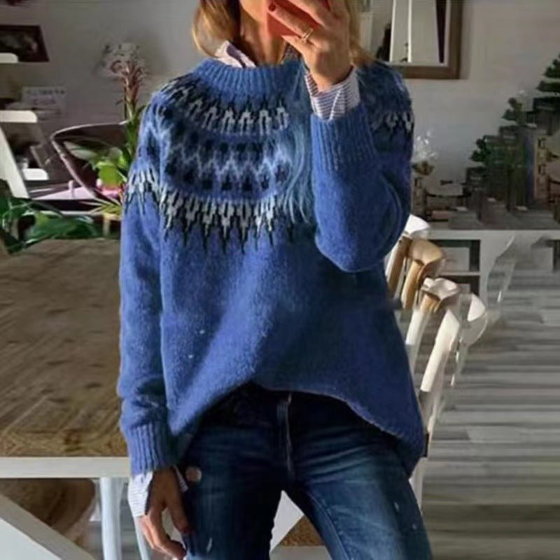 Damski Sweter z Okrągłym Dekoltem | Klasyczny Model na Co Dzień
