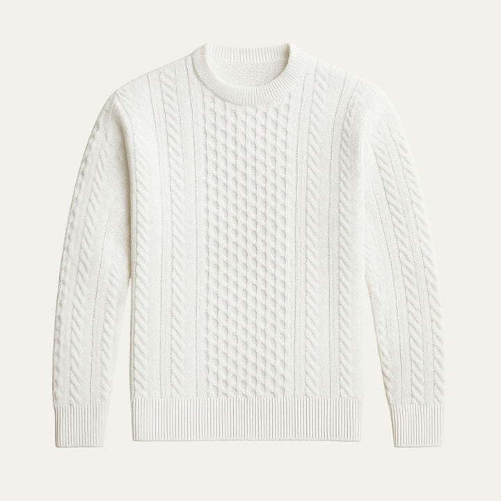 Sweter Męski Donegal Cable Knit | Wełniany Klasyczny z Okrągłym Dekoltem