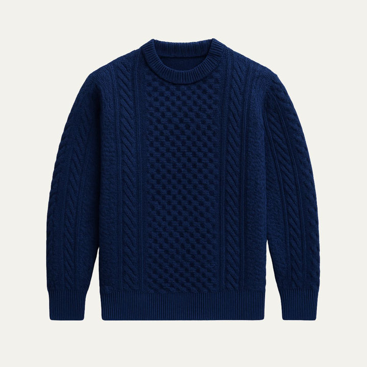 Sweter Męski Donegal Cable Knit | Wełniany Klasyczny z Okrągłym Dekoltem