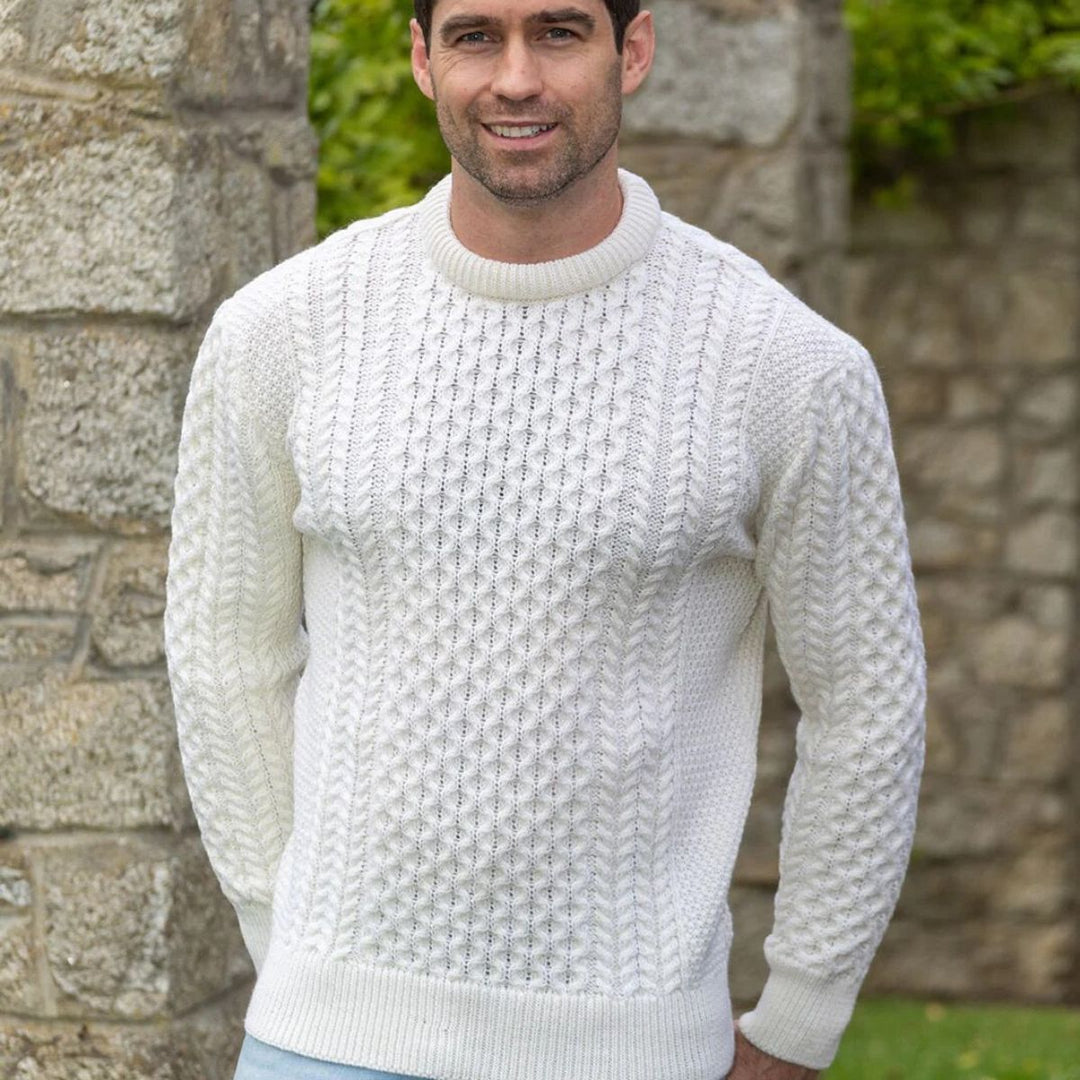 Sweter Męski Donegal Cable Knit | Wełniany Klasyczny z Okrągłym Dekoltem
