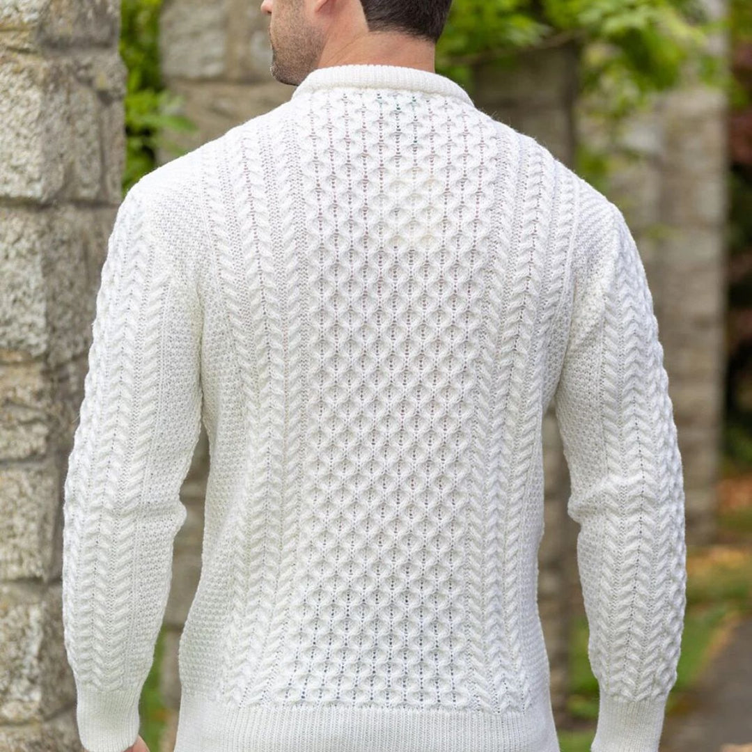 Sweter Męski Donegal Cable Knit | Wełniany Klasyczny z Okrągłym Dekoltem