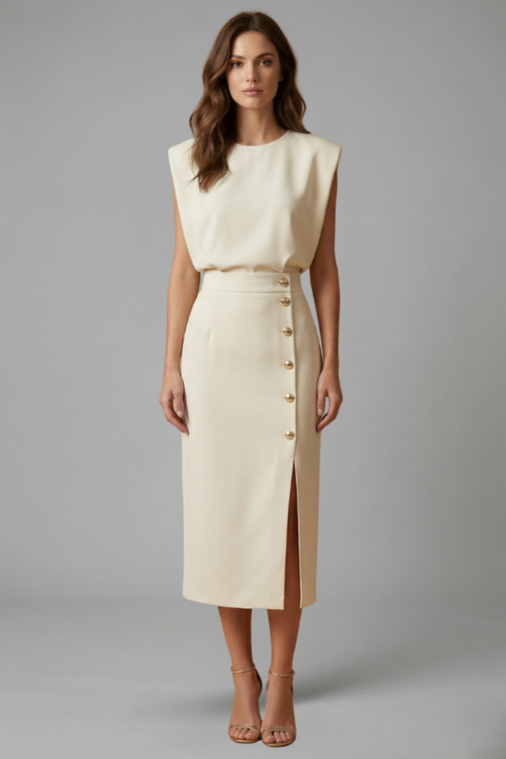Elegancka sukienka midi z guzikami dla kobiet
