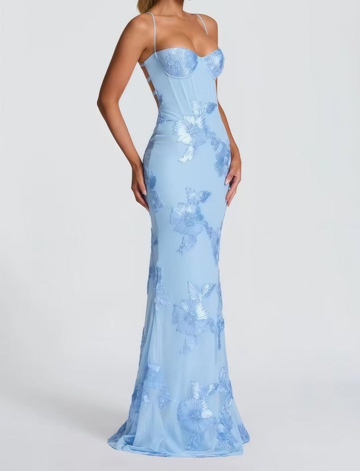 Wieczorowa Sukienka Maxi W Kwiaty