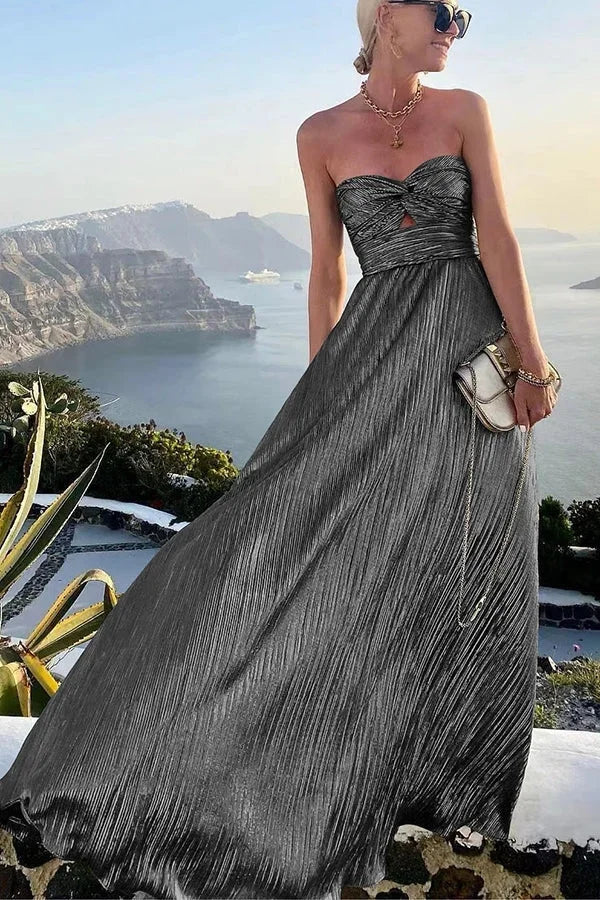 Sukienka wieczorowa damska typu bustier | połyskujący efekt maxi