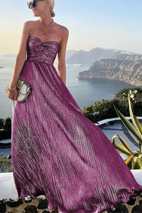 Sukienka wieczorowa damska typu bustier | połyskujący efekt maxi