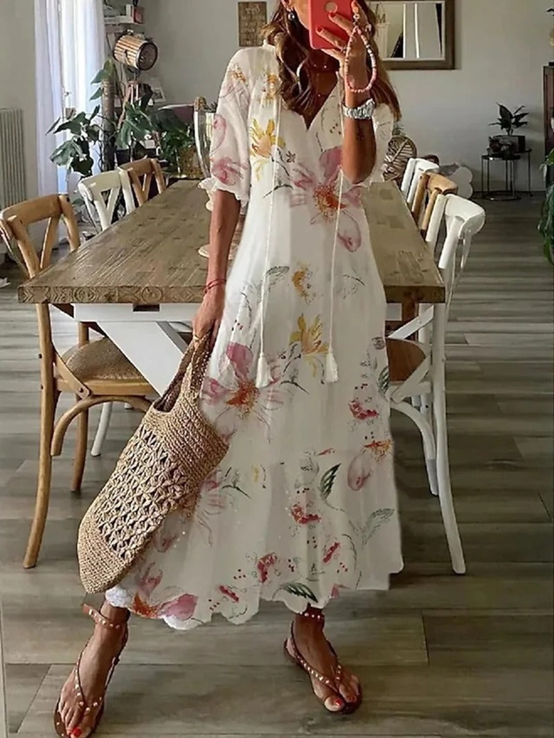Kobiety Sukienka Maxi | Dekolt W Serek